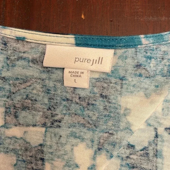 Pure Jill teal and white patterned tunic with pockets size L - Picture 2 of 6